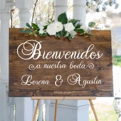 Custom Name Spanish Welcome To Our Wedding Wall Sticker Decal Bienvenidos A Nuestra Boda Sign Wood Wedding Sign Vinyl