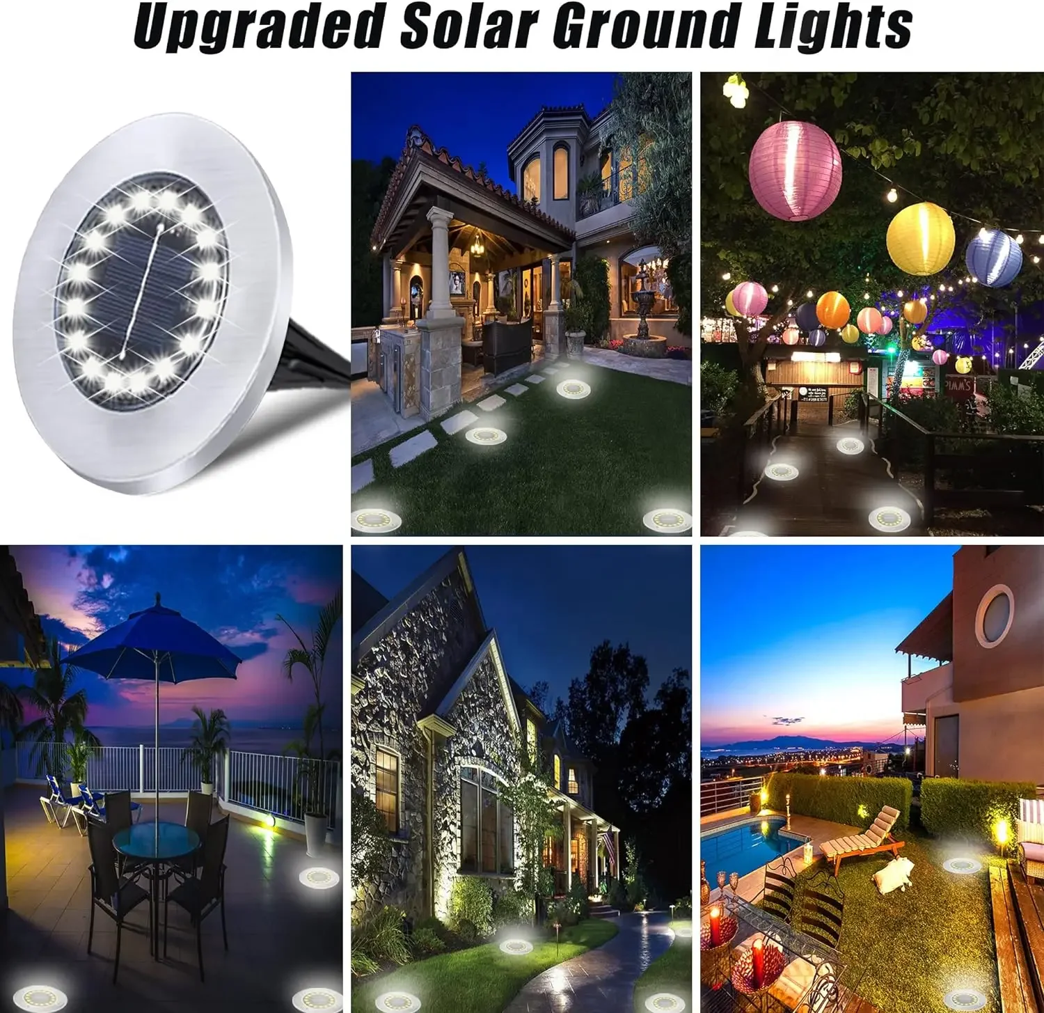 16 LEDs Bright Solar Ground Lights Outdoor Waterproof Solar Led light for Pathway Garden Yard Lawn Walkway Driveway Decoration