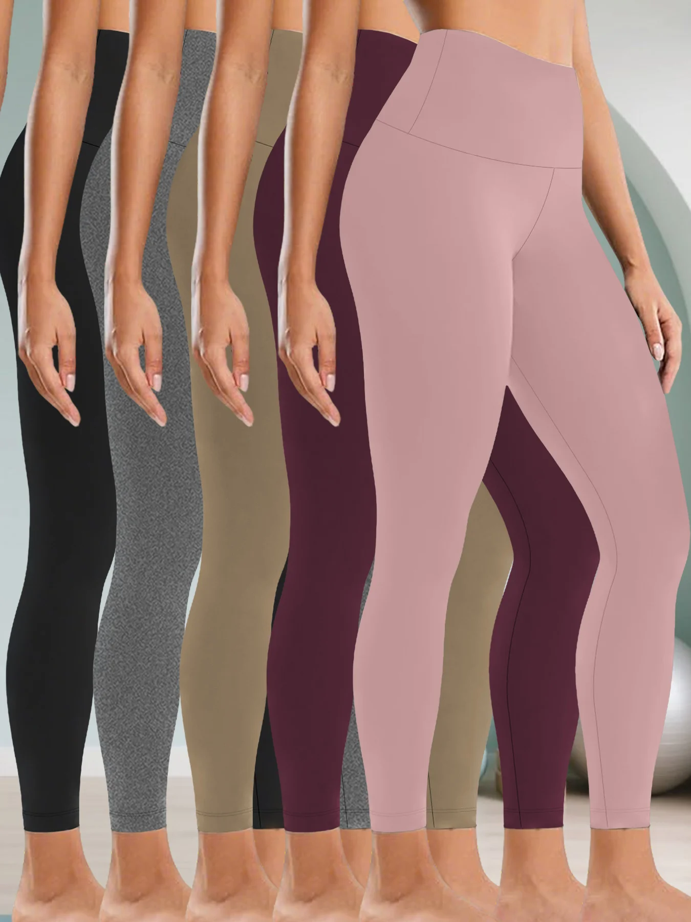 

5 Pack Women's High Waisted Leggings with Tummy Control-Super Soft Fabric Ideal for Yoga Running Workout and Relaxing at Home ﻿