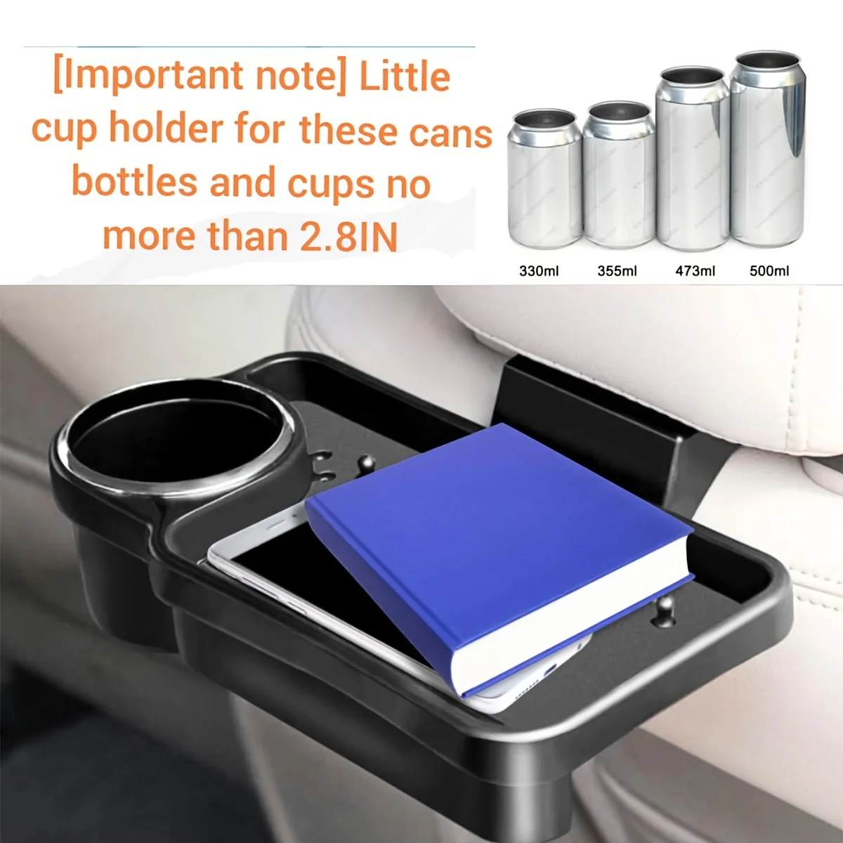 Foldable Storage Car Tray Two-row Seat Water Cup Holder Car Chair Back Mobile Phone Bracket Water Cup Holder