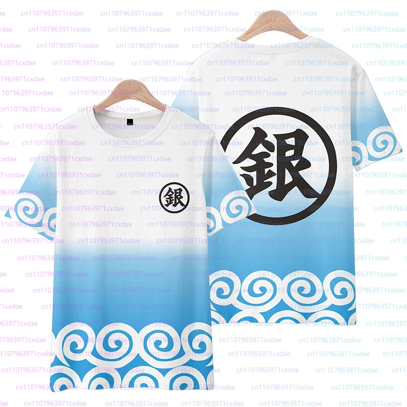 New Anime GINTAMA Sakata Gintoki 3D Print Boys T-shirts Silver Soul Men Leisure Sweatshirt Short Sleeve Streetwear Tees Tops