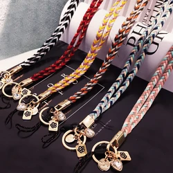 Mobile Phone Lanyard Anti-lost Colored Cotton Weave Phone Strap Charm Hanging Neck Rope Universal Detachable Strap For Keychain