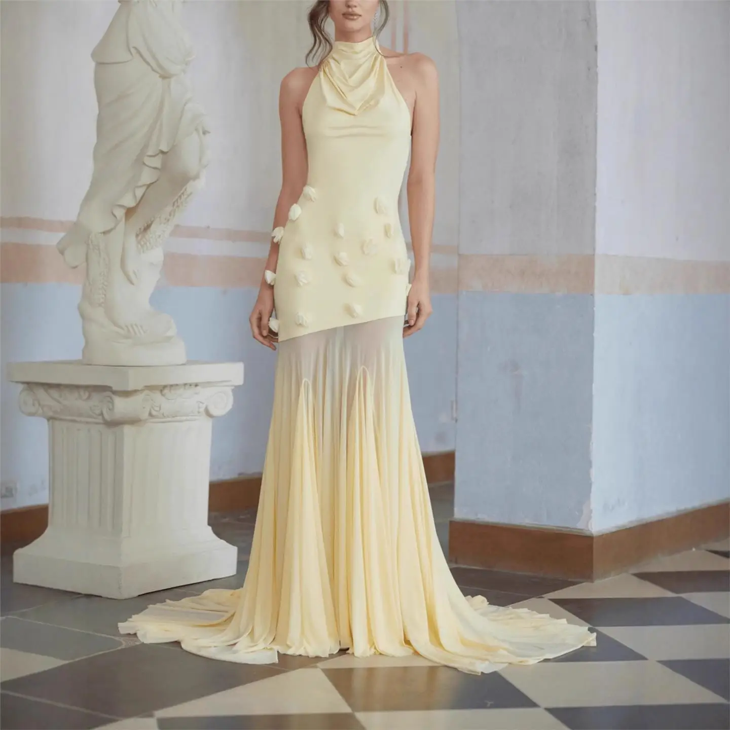 

Faionable Slim Fit Bal Ne Hanging Splice Fi Tail Dr Sexy High Waist H Version No Brand Young Women's Dr