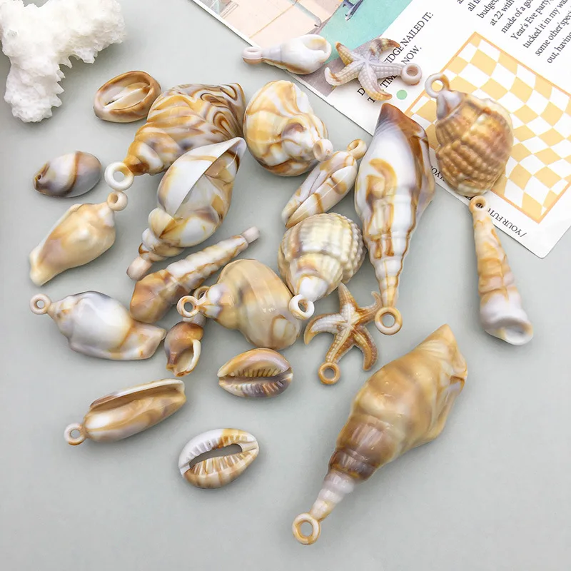 10pcs/pack Acrylic Simulation Shell Conch Starfish Charms DIY Jewelry Accessories for Bracelet Necklace Pendant Jewelry Making