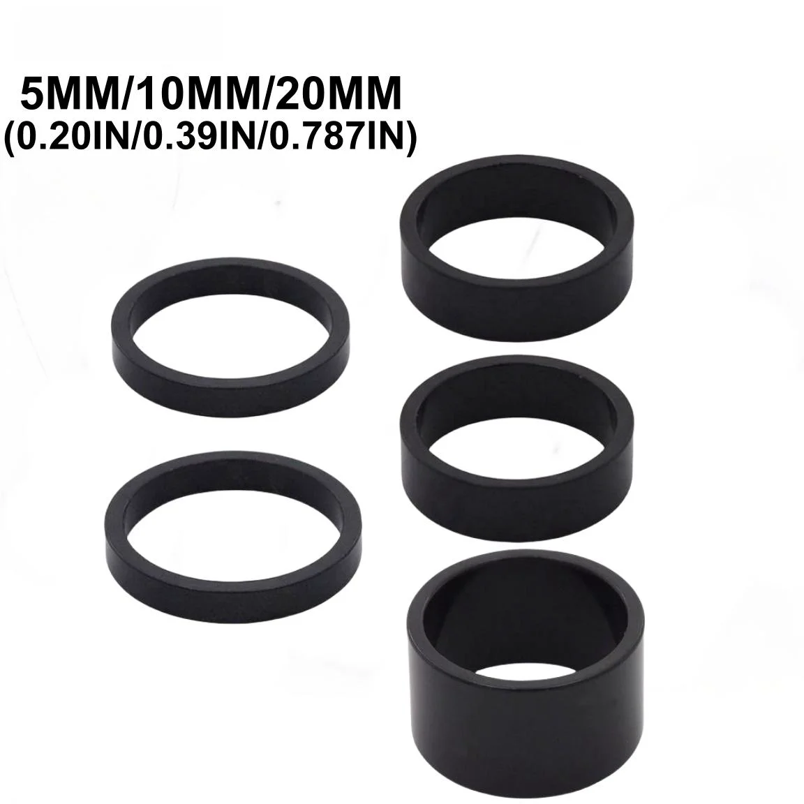 5PCS Aluminum Alloy Bicycle Headset & Handlebar Stem Spacers Set of 5MM,10MM,20MM Fit 1 1/8