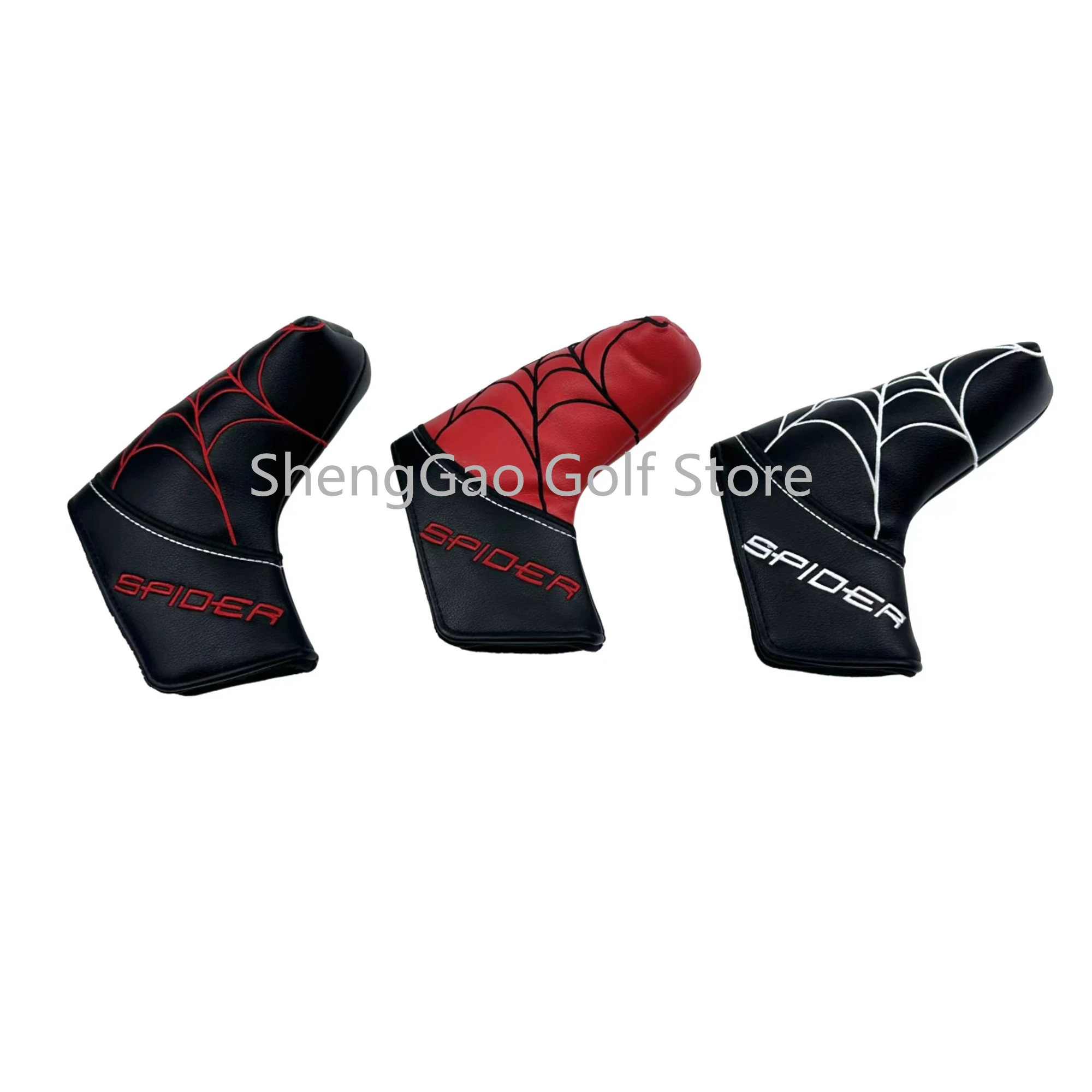 Nieuwe Patroon 1Pc Pu Leer Met Spider Borduren Golf Club Blade Putter Head Cover Met Magneet Sluiting, verkrijgbaar In Vier Kleuren