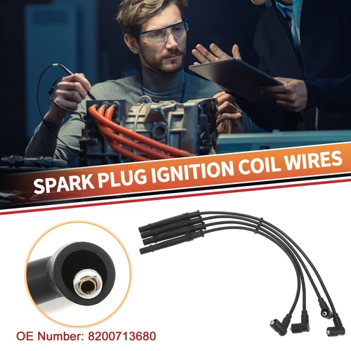 Imagen 2 del producto UXCELL cables de bobina de bujía de coche Cable de arnés de bobina de encendido apto para Renault Clio II de 1998 No. 8200713680   - Paquete de 4