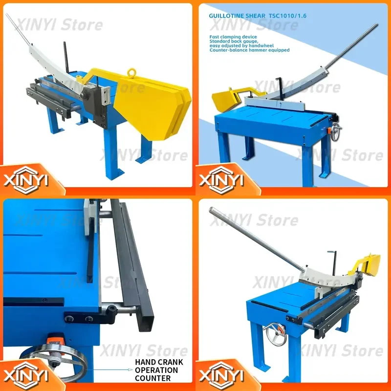 Table Sheet Metal Shears TCS1010-1.6 Equipped with a counterweight, quick-release stopper, handwheel-operated counter