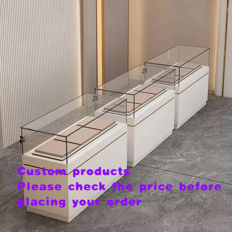 custom.Factory Direct China Personalized Jewelry Display Cabinet Custom Led Glass Showcase Wooden Storage Retail Display Jewelry