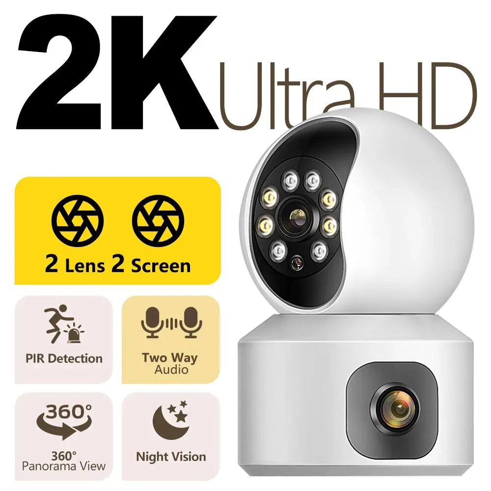 

4MP 2K Dual Len Screen PTZ IP Camera WIFI Wireless Smart Home Security Surveillance Camera Two-way Audio Baby Pet Monitor Video