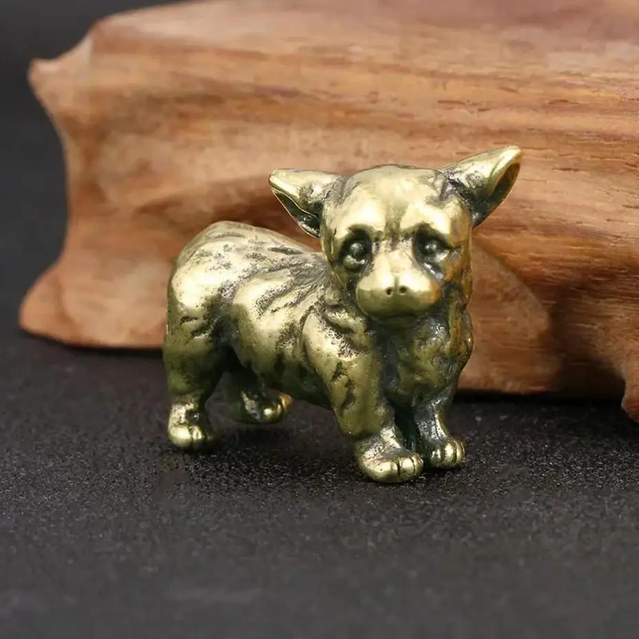 1 Pcs New Solid Pure Brass Corgi Copper Jewelry Personalized And Interesting Dog Ancient Bronze Crafts Collection Ornaments