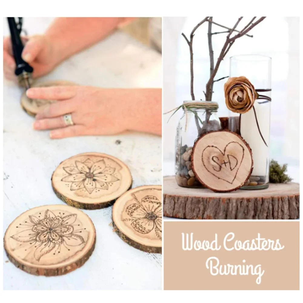 3/5/10Pcs Natural Pine Circular Wood Chips Dia 30/40/50/60-160mm With Bark Circular Wooden Plate DIY Crafts Thickness 5/10/15mm