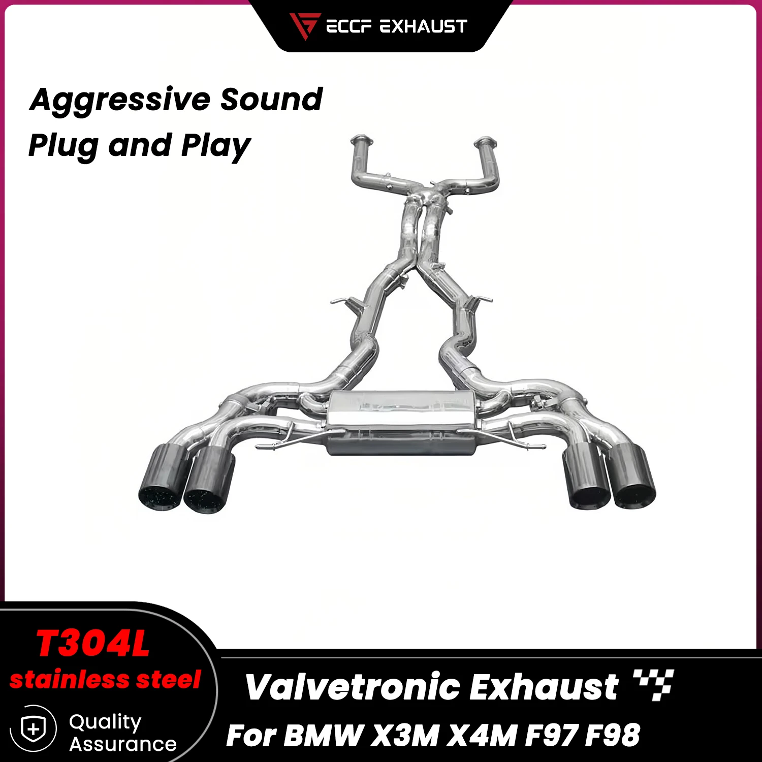 

Sporty Valvetronic Stainless Steel Catback Exhaust for BMW X3M X4M F97 F98 Freely Adjustable Sound Control Easy Installation