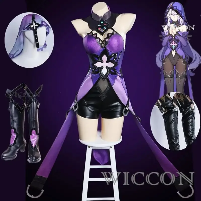 

2025 New Honkai Star Rail Black Swan Cosplay Costume Wig Purple Dress Uniform Headwear Garden of Recollection Halloween Pa ♥★♥☆❤