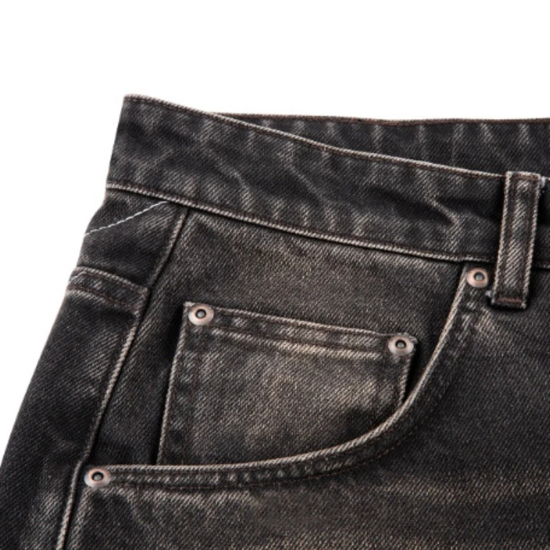 Deeptown Vintage Embroidery Jorts Black Gothic Man Women Short Jeans Baggy Harajuku Goth Graphic Distressed Hip Hop Denim Shorts view 3