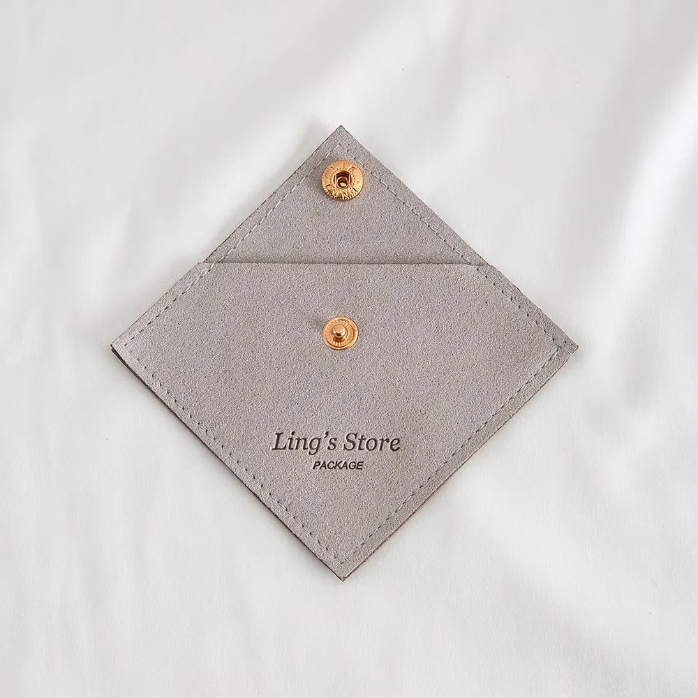 100Pcs Gray Jewelry Microfiber Diamond Shape Snap Gift Organizer Handmade Pouch Watch Bracelet Necklace Key Contact Lens Pocket