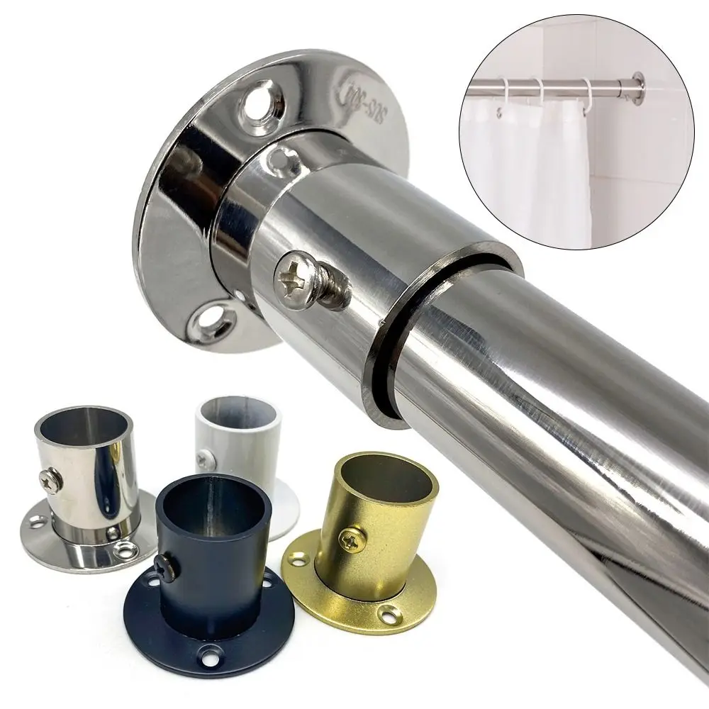 1Pc 19mm-32mm Round Furniture Hardware with Cover Closet Flange Tube Bracket Rod Holder Hang Rod Support