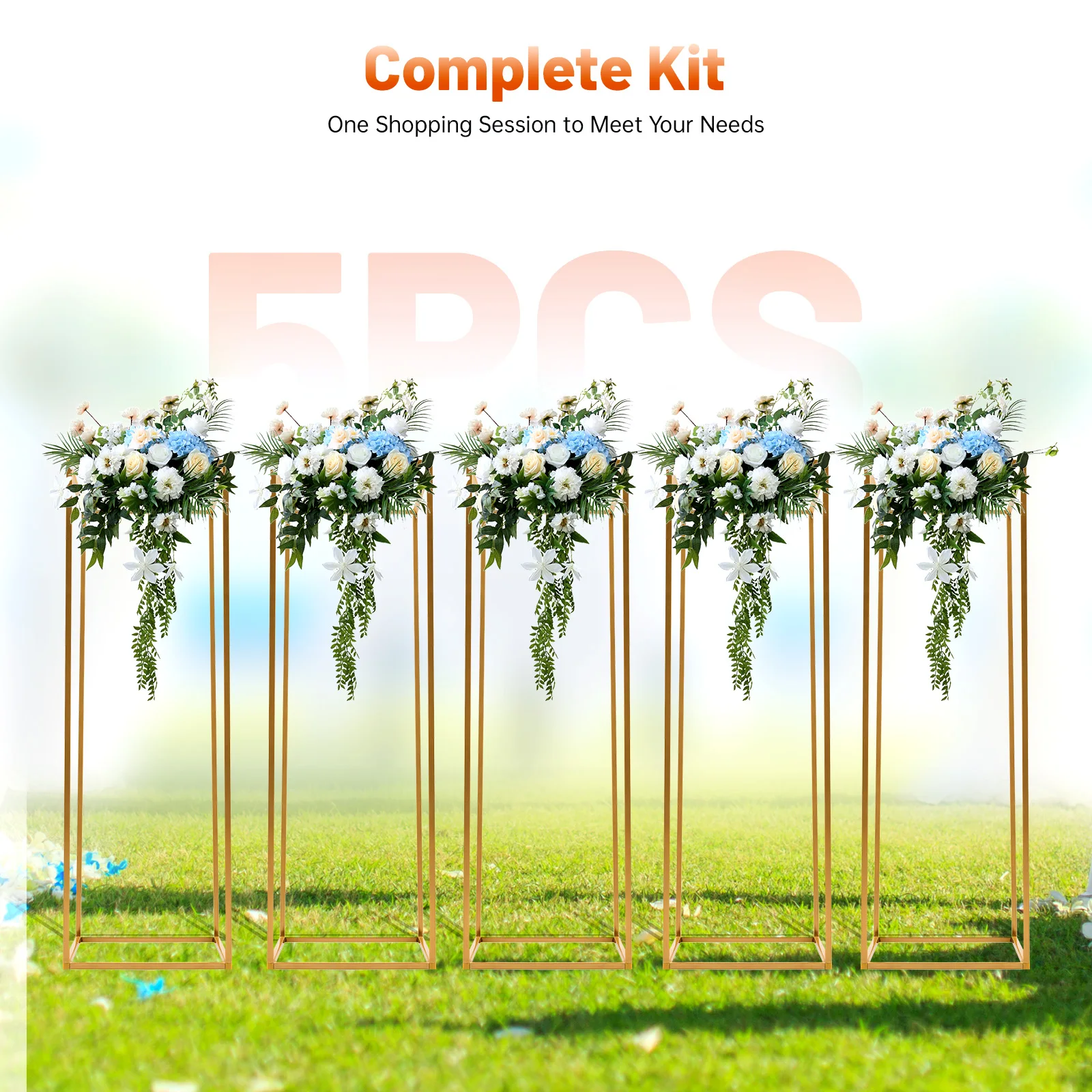 

5 шт. Золотая подставка для свадебных цветов, металлическая свадебная ваза для цветов, центральная часть свадебного стола для вечеринки, мероприятий, домашнего декора