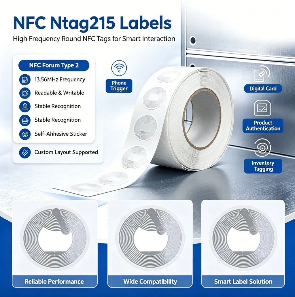 100/50Pcs High Capacity NTAG215 NFC Stickers, Adhesive Rewritable Tags for All NFC-Enabled Mobile Phones & Devices