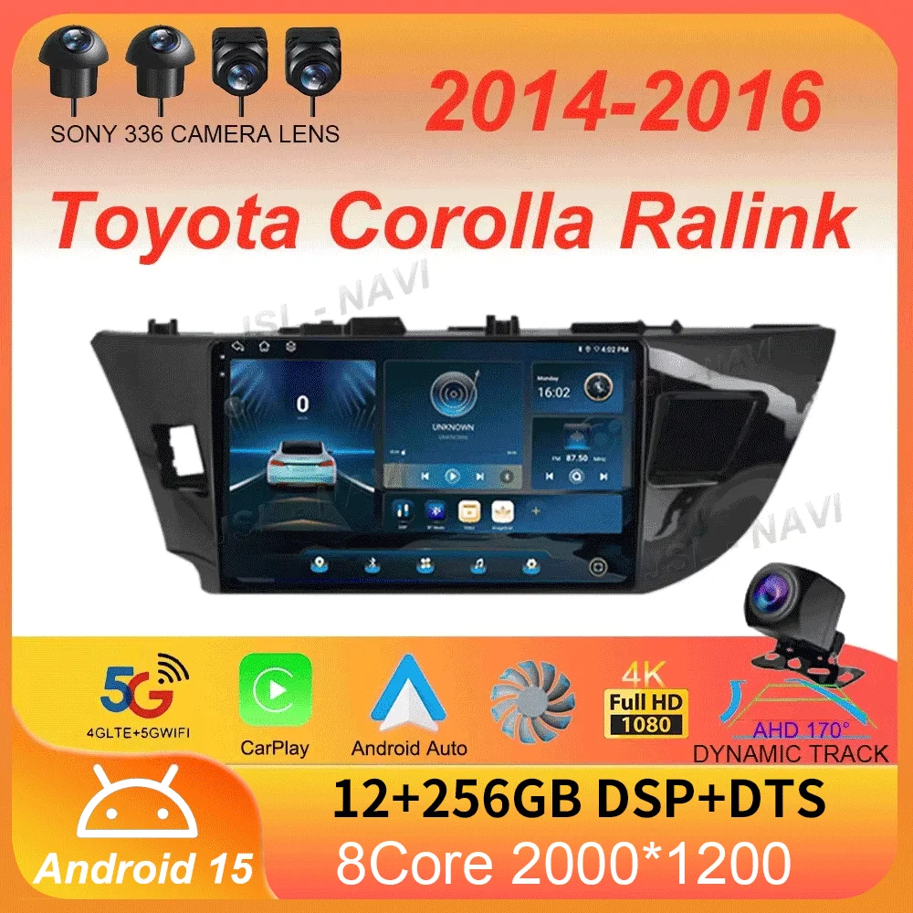

Автомобильное радио Android 15 2 Din для Toyota Corolla Ralink 2014-2016 Мультимедийный видеоплеер Навигация MP5 Стерео Carplay Головное устройство