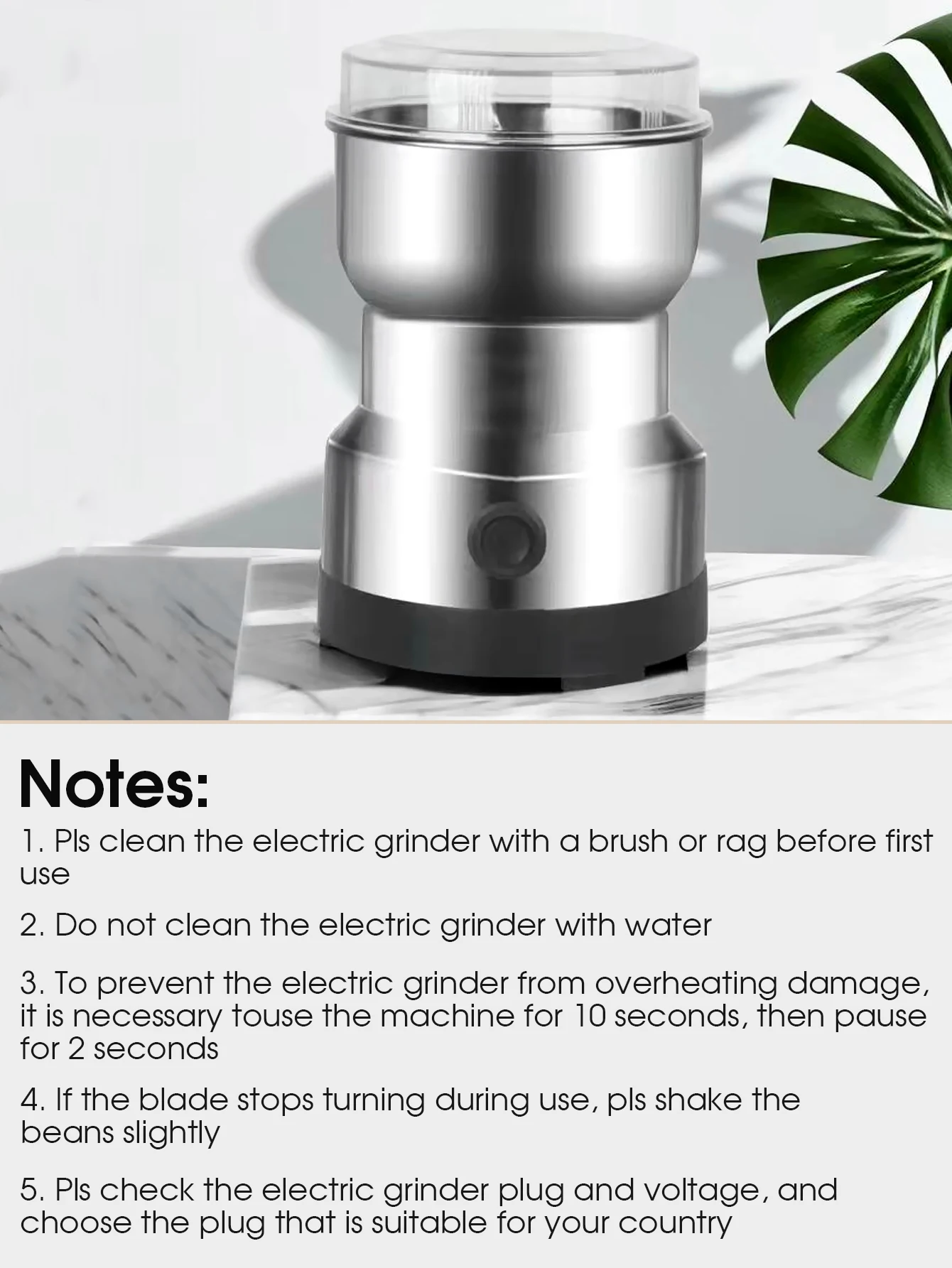 Mini Electric Grinder Household 300ml Ultrafine Baby Food Pulverizer Coffee Grinder Spice Pepper Grinder Grain Mill 4 Blades