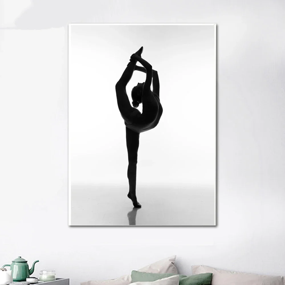 1pc frameless Canvas painting Black Minimalism Canvas Painting Print Modular Wall Art Pictures Gymnastics Ballet Girl Poster Liv