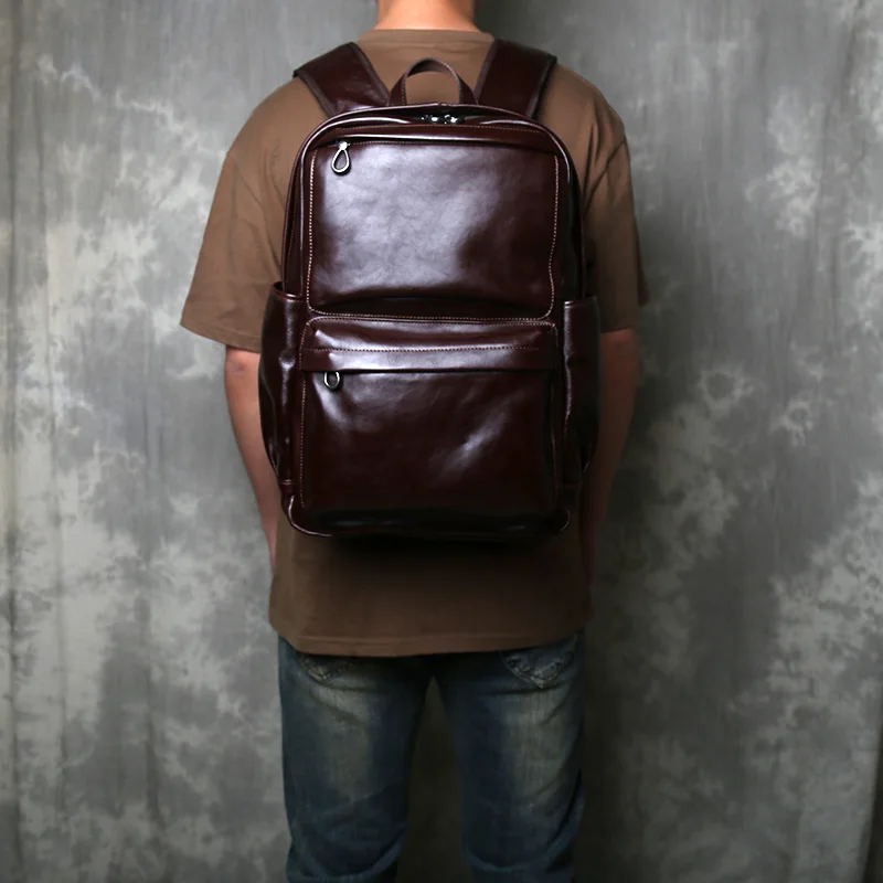 

Высококачественный текстурированный нишевый рюкзак из воловьей кожи для мужчин, повседневный кожаный рюкзак для компьютера в стиле ретро, новая модель