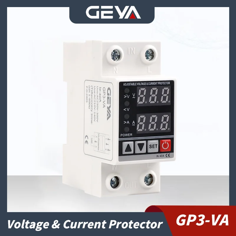 

GEYA Digital Display Current Protector Over Voltage Under Voltage Protective Device 40A 63A Din Rail 220V GP3-VA