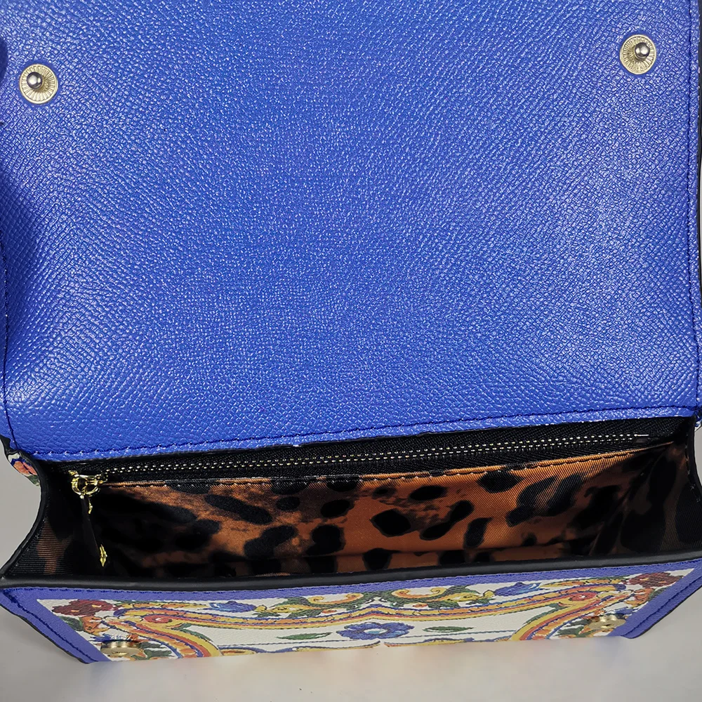 Handbag Party Bag All-match Messenger Bag Square Handbag Messenger Bag Flower Chain Mini Handbag Leopard Print Lion Tiger Party