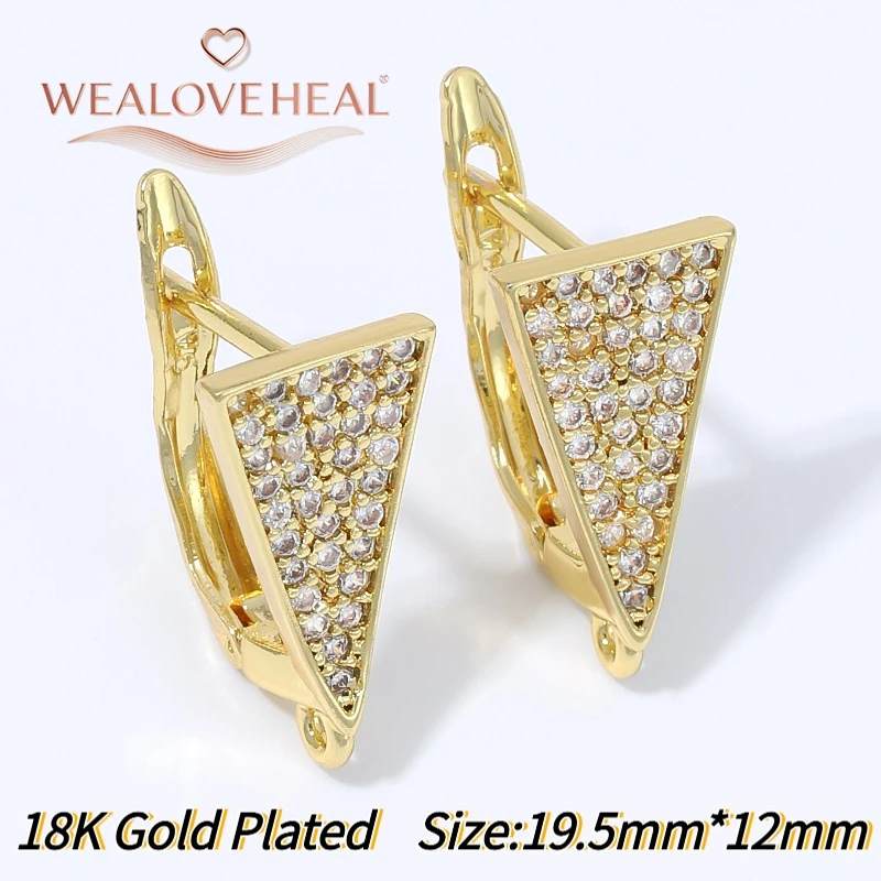 schmuckherstellung zubehör, 18K vergoldete Messing-Ohrringhaken mit umgekehrtem Dreieck, Micro-Pavé-Zirkonia-Ohrhaken mit Öse für DIY-Hängeschmuckherstellung – Detail 19