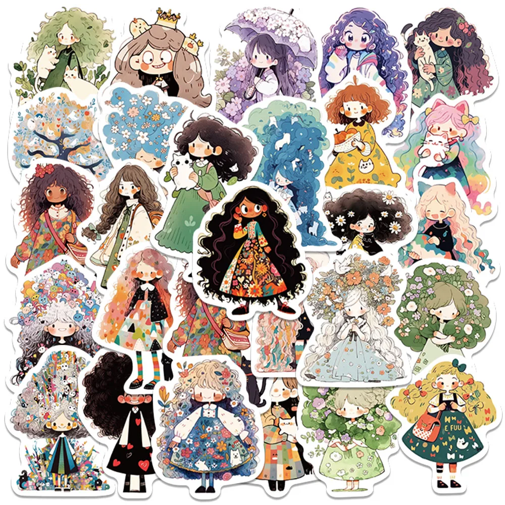 

60pcs Cute Cartoon Anime Girls Graffiti Stickers For Luggage Laptop Guitar Phone Diary Waterproof Vinyl Decals