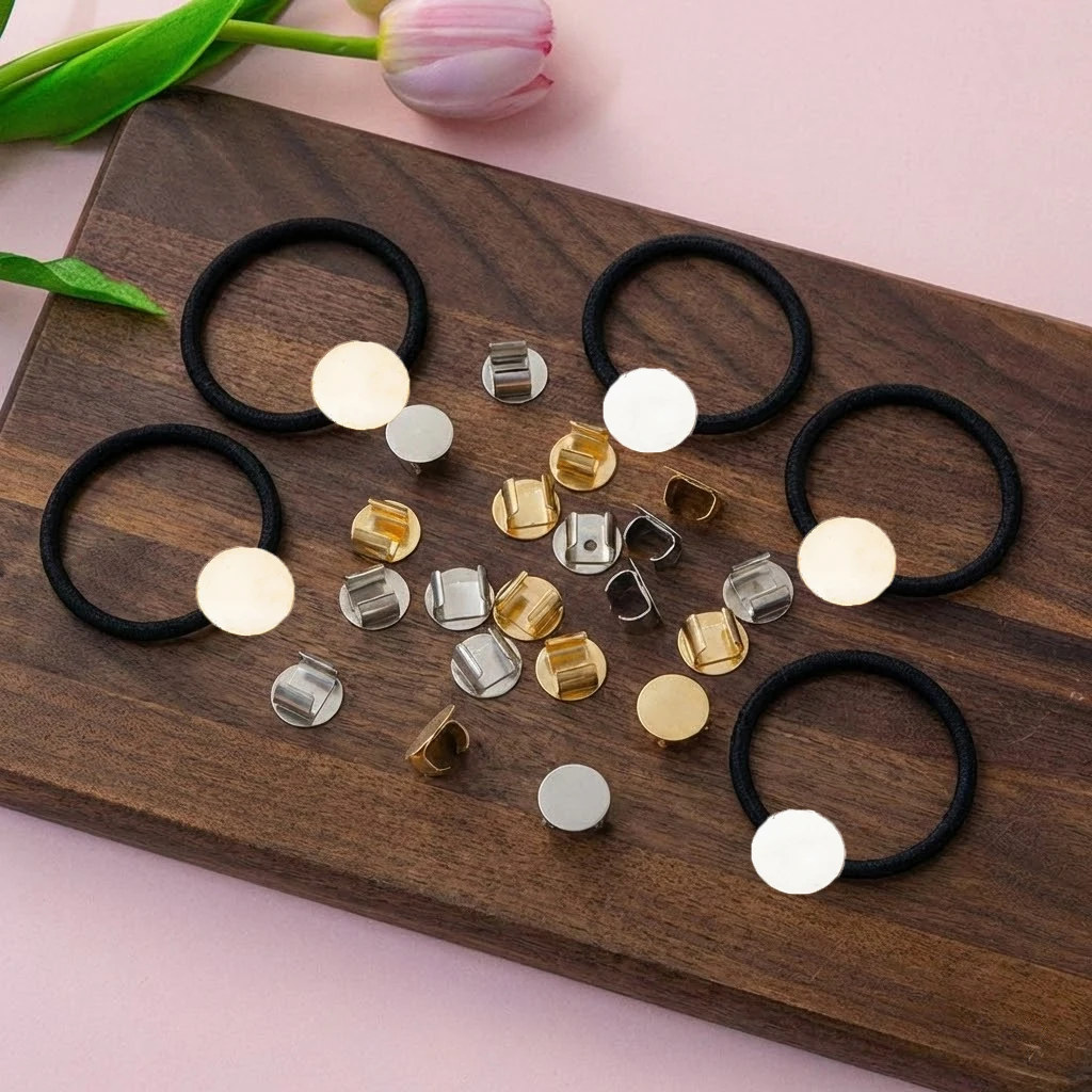 

100Pcs Hair Rope Blank Base Settings Buckle for DIY Hair Ring Holder Rubber Band Jewelry Making Supplies Ornaments Parts Crafts