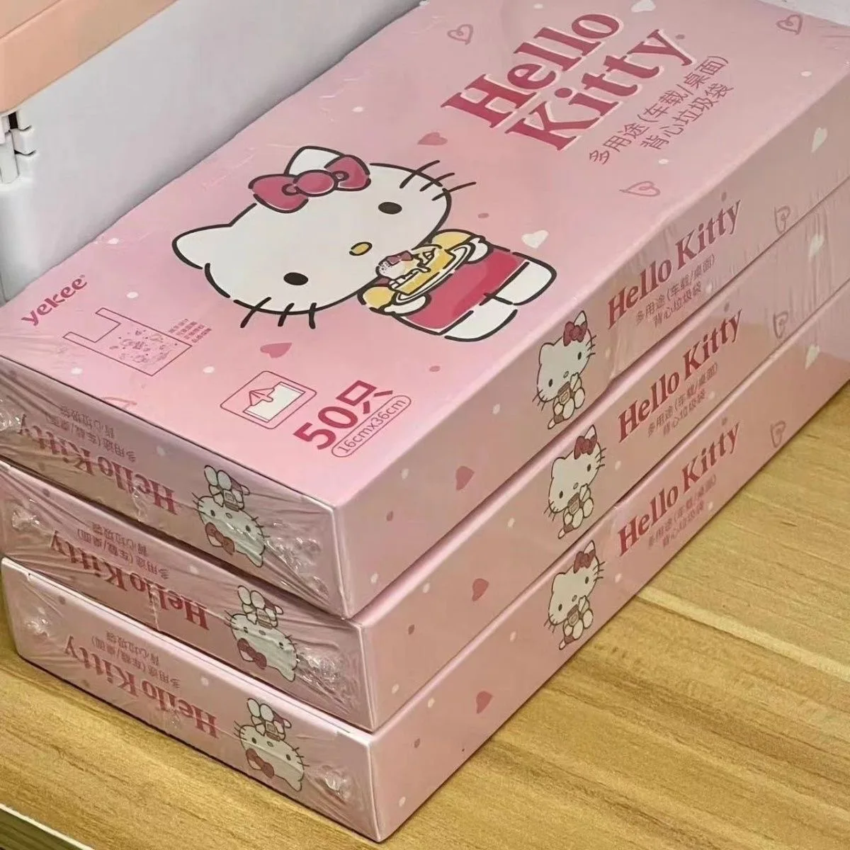 Neue Sanrio HelloKitty Kreative Rosa Nette Einfache Auto Müll Tasche Einweg Küche Kunststoff Tasche Tragbare Schreibtisch Müll Lagerung Tasche