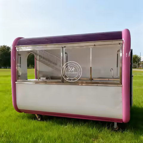 Modern Style Food Truck Trailer with Full Kitchen Coffee Hot Dog Hamburger Cart Caravan Mobile Food Truck