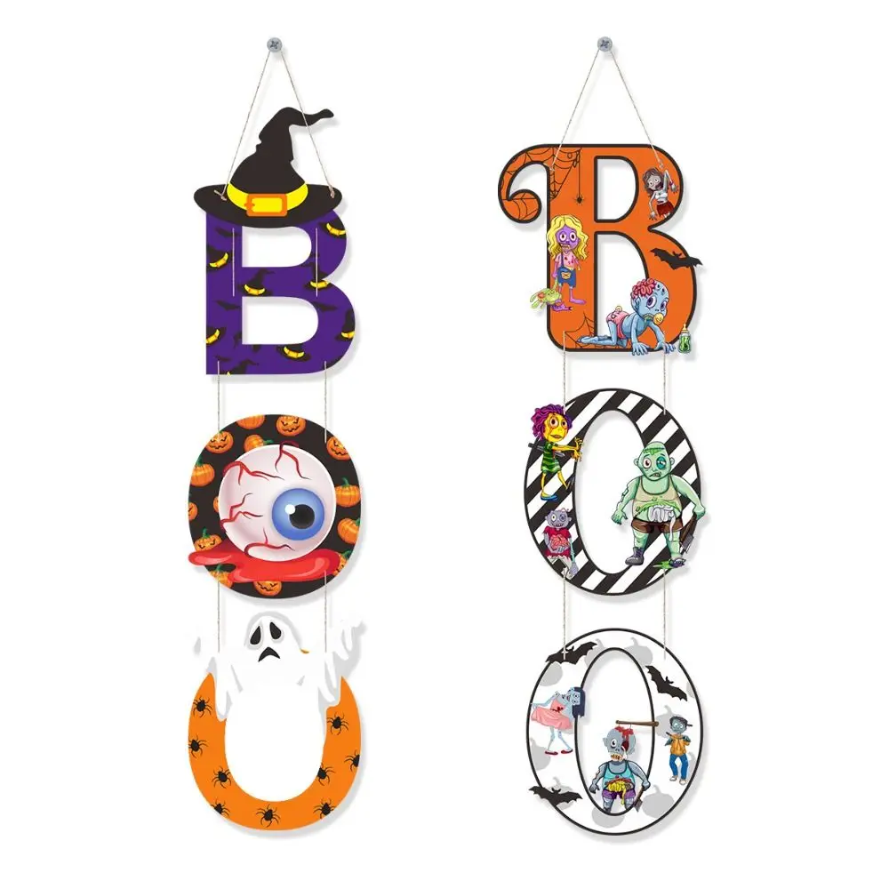 

Spooky Ghost Pumpkin Halloween BOO Pendant Scary Exquisite BOO Paper Banner Cartoon Background Hanging Flag Halloween Props