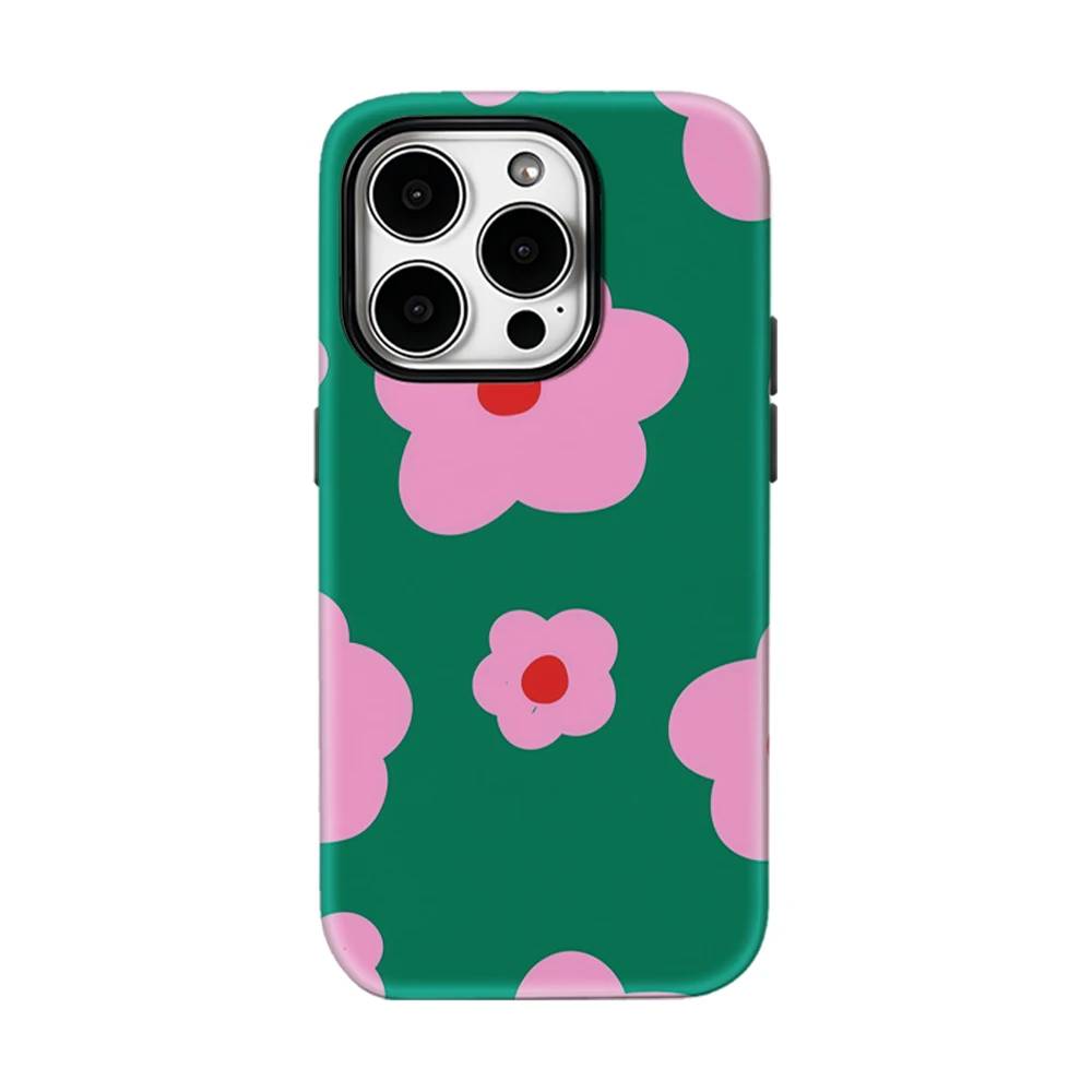

Green Pink Floral Phone Case for IPhone 17 16 15 14 13 Pro Max Plus for Magnetic Single Double-layer Tough Case