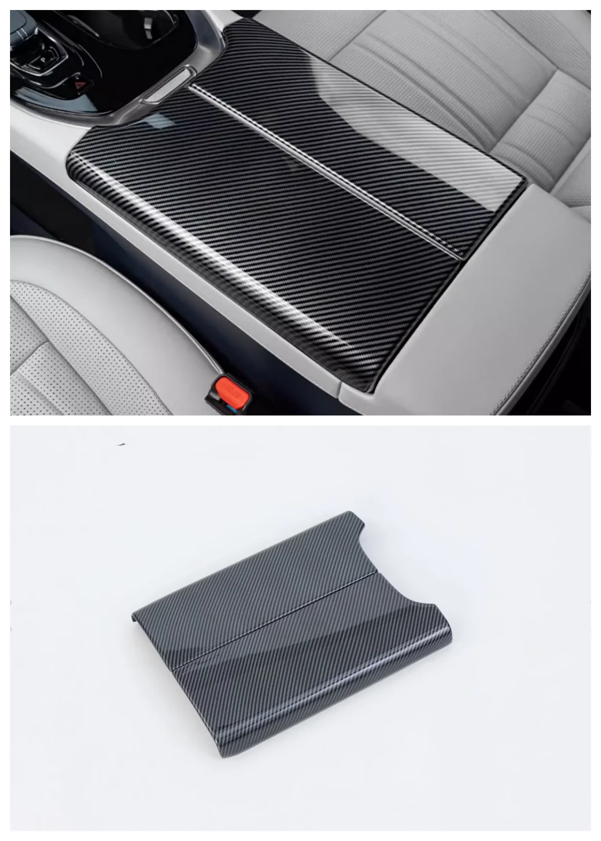 

Suitable for Geely ZEEKR 009 2023 armrest box cover ABS decoration Auto Parts carbon fibre Peach wood 2 piece set