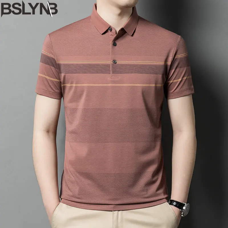 

Brand Polo Shirt for Men Short Sleeve Stripes Polo TShirt Male Summer Collar Tee Shirt