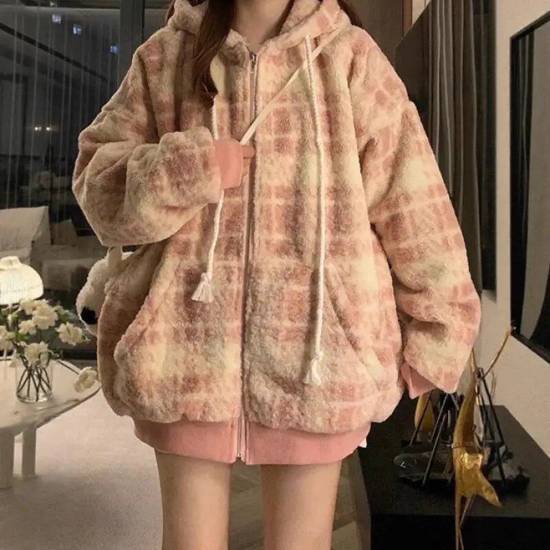 

Winter Student Lamb's Wool Coat Plush Cotton-Padded Jacket Keep Warm Fashion Tops Temperament Shorty Thicken Women's Clothing