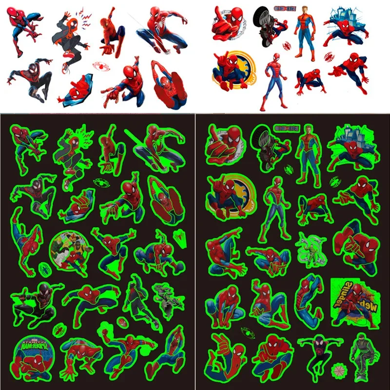 Fun gift Luminous Tattoo Sticker Cartoon SpiderMan Children Arm Face Glowing Tattoo Children Body Tattoo The Avengers Sticker