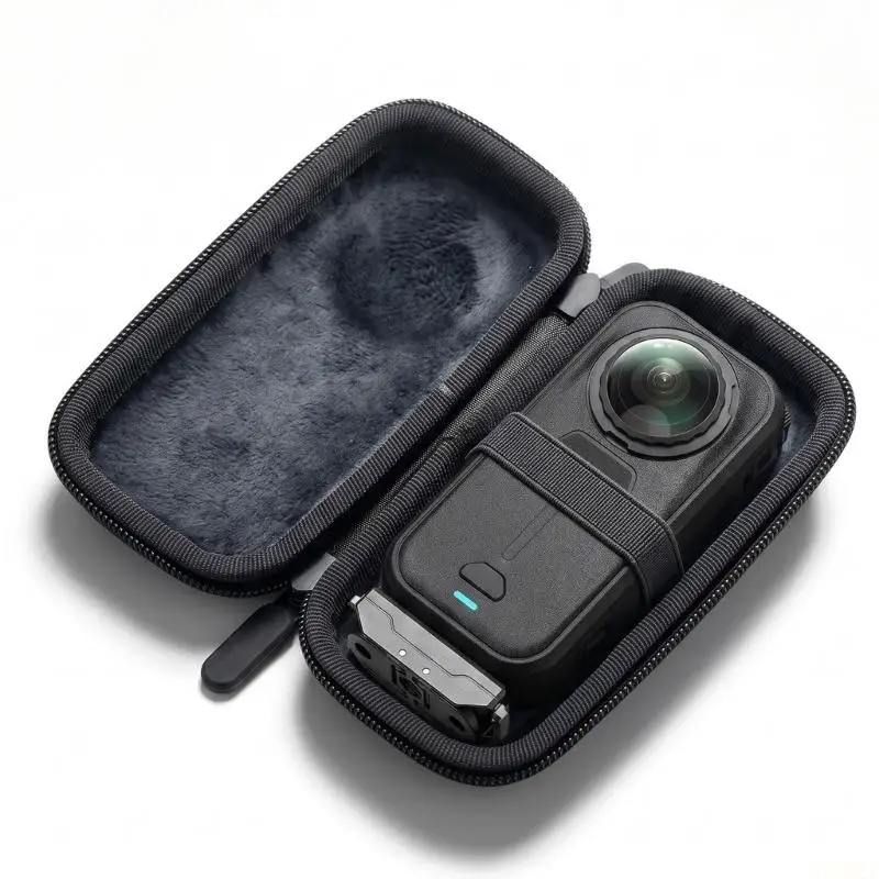 B03F Soft-Lined Action Camera Carrying Case with Full-Coverage Molded Shell, Two-Pull Access and a Carabiner for Dedicated