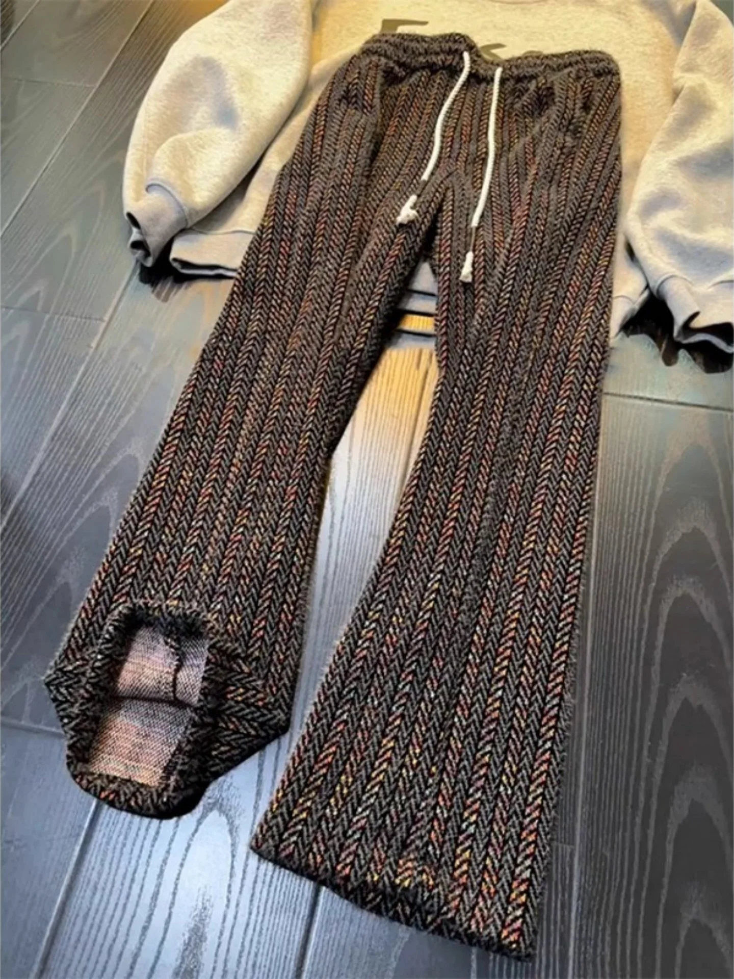 

Полосатые вельветовые мужские повседневные брюки свободного кроя, удобные спортивные брюки на осень-зиму, широкие брюки прямого кроя