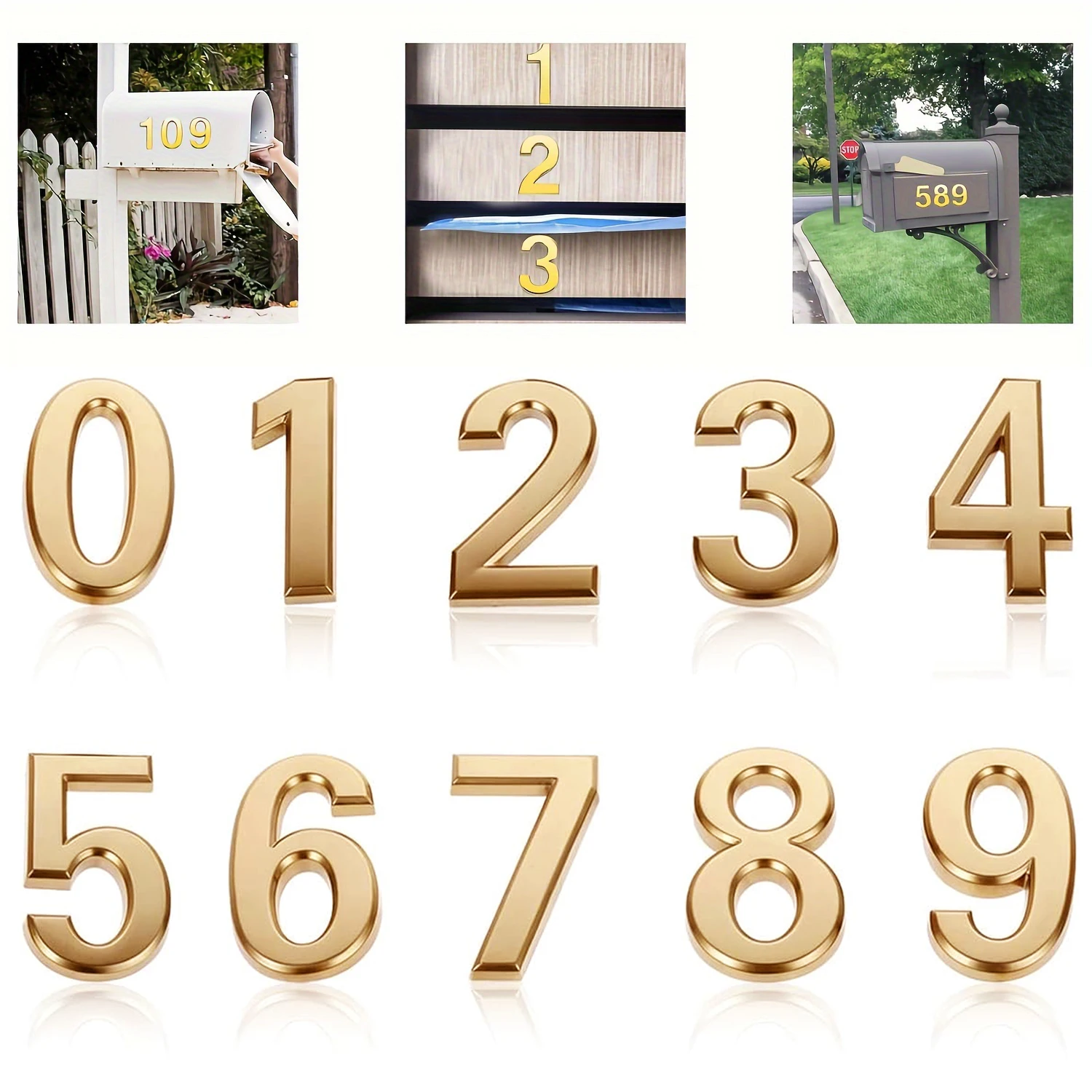 

10Pcs Self Adhesive Mailbox Numbers 0-9 Door Numbers Address Number Stickers For Apartments Hotel Offices Decoration Projects