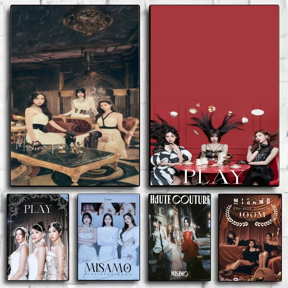 Girl Group M-MISAMO Poster Framed Canvas Wall Art Print for Office Dining Room Bathroom Wall Decor