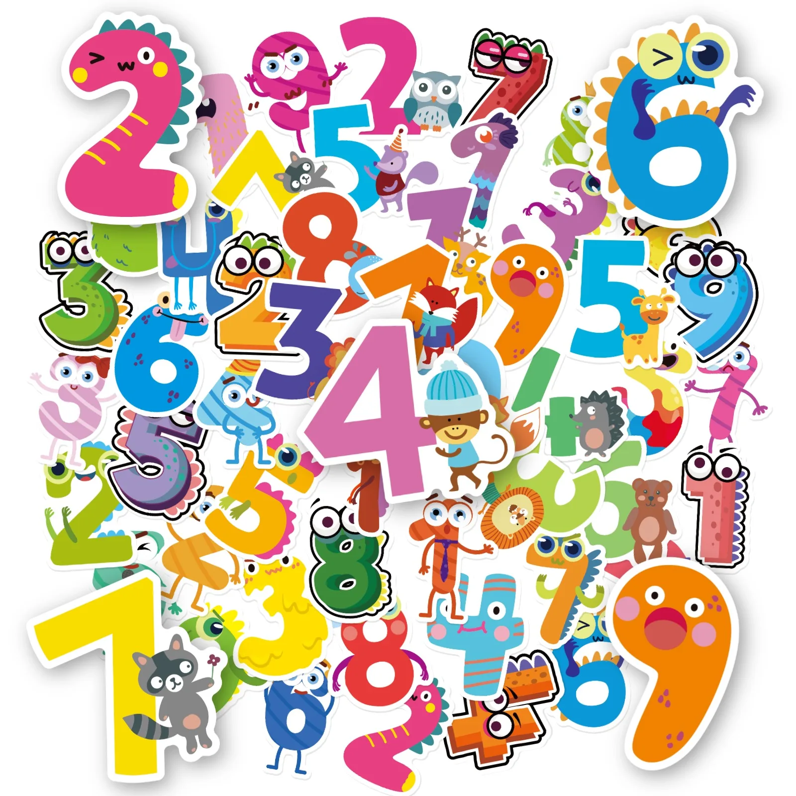 10/150Pcs 0-9 Number Stickers Cute Colorful Cartoon Digit Decals DIY Junk Journal Scrapbook Laptop Phone Aesthetic Planner Craft