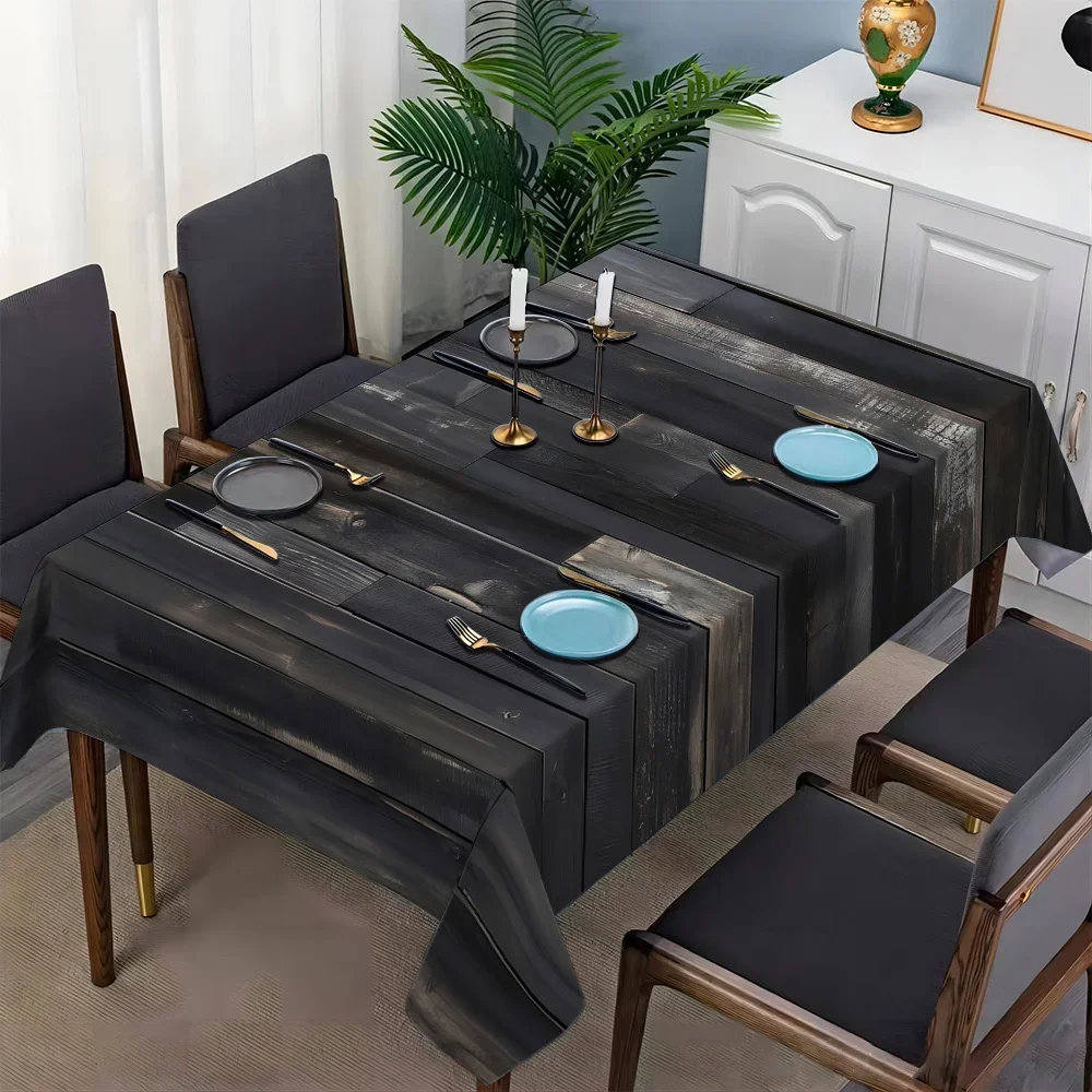 Rustic Distressed Wood Grain Tablecloth, Vintage Farmhouse Table Cover for Dining, Coffee Table & Party Decor