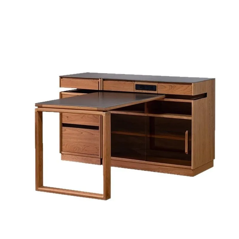 

Solid wood island integrated household rotatable small apartment dining cabinet kitchen solid wood multi functional