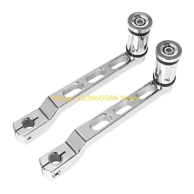 242A Motorcycle Gear Control Lever Pair, Machined Metal Replacement Set with Rubber Grip Peg Detail for Daily Maintenance
