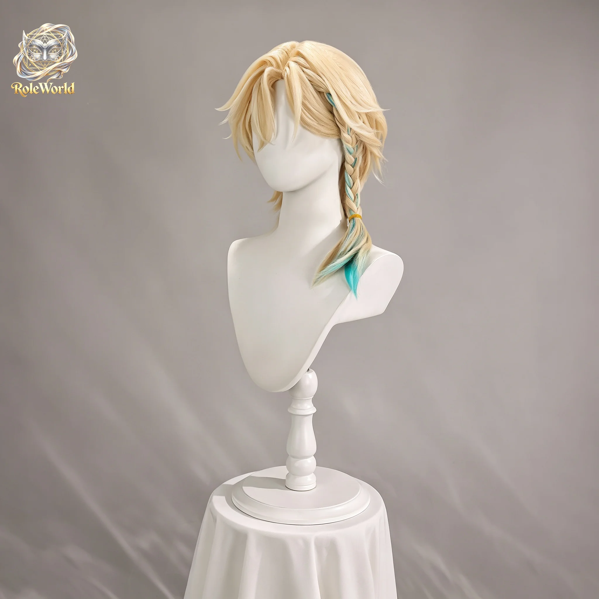 Honkai Star Rail Aventurine Wave Drama Ver Cosplay Wig With Hair Extensions Heat Resistant Hair For Halloween Comic Con Shooting view 5