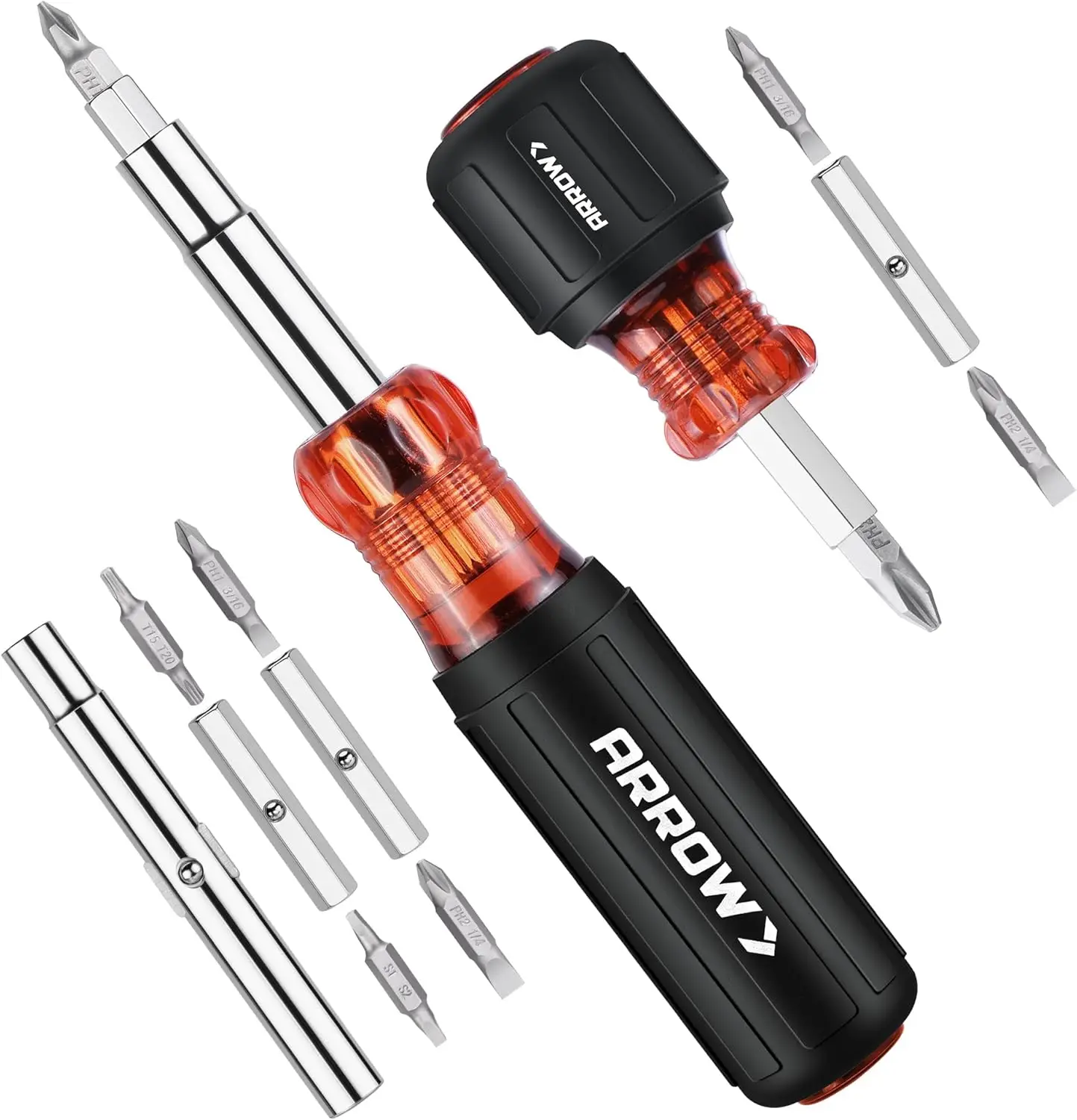 

2-Piece Multi-Screwdriver Set, 11-in-1 Standard & 5-in-1 Stubby with S2 Steel Bits and Comfortable Grip
